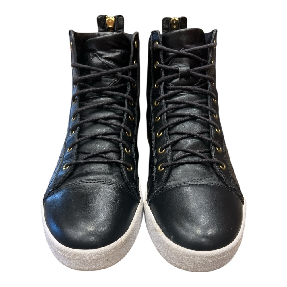 Diesel Diamond  High Top Black Leather Quilted Sneakers SZ 11